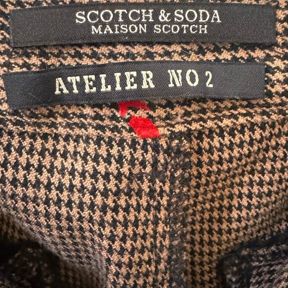 Scotch & Soda Houndstooth Shooting Star Tapered Trousers in "Brown Flock" Sz M - Picture 11 of 14